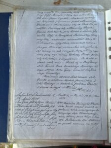 Rękopiśmienny dokument urzędowy z nagłówkiem i pieczęcią, zawierający szczegółowy tekst w języku polskim, zapisany starannym pismem.